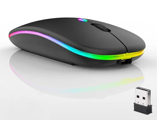Vista 20 de Paquete de 10 ratones inalámbricos Bluetooth, LED de doble modo recargable, silencioso y delgado, portátil (receptor BT5.2+USB), mouse