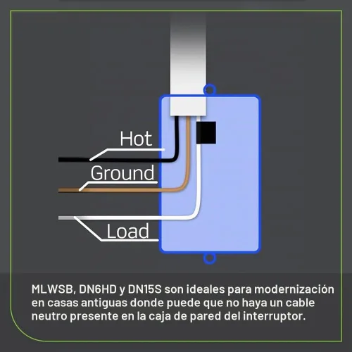 Vista 7 de Leviton DN15S-1RW - Interruptor inteligente no neutro, color blanco