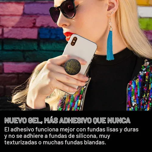 Vista 6 de Agarre para teléfono PopSockets con soporte expansible, agarre adhesivo - Golden Prana Black Prana Negro