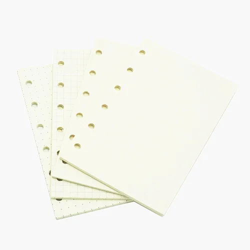 Vista 2 de Recambio para planificador de carpeta de 6 agujeros con 4 diseños básicos, repuesto para cuaderno A7, 100gsm, puntos, cuadrícula, línea, papel en 80