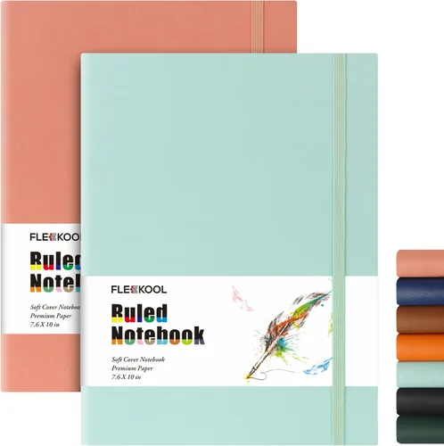 Vista 11 de Diarios de negocios, paquete de 2 cuadernos B5 de rayas universitarias de tapa suave grande con papel rayado grueso de 100gsm, 376 páginas