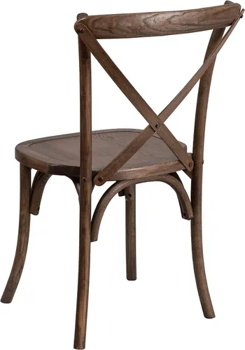 Vista 7 de EMMA + OLIVER Silla apilable de madera americana con respaldo cruzado