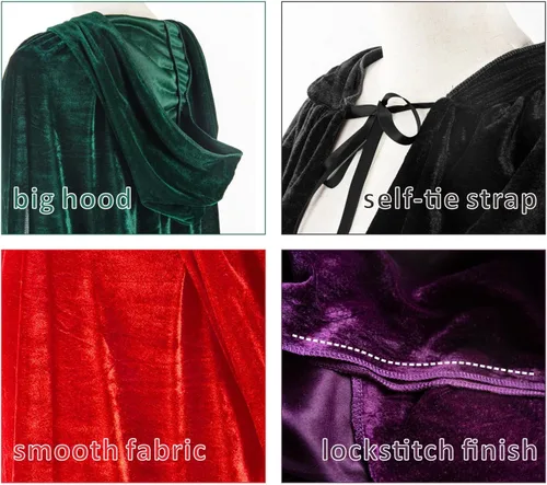 Vista 3 de Mayplous Halloween Costumes Women Men Cosplay Long Cape Velvet Cloak Fancy Dress for Role Play