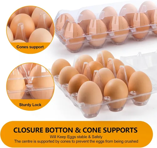 Vista 4 de 48 paquetes de cartones para huevos económicos a granel de 12 unidades, 1 docena de cartones para huevos transparentes y vacíos para huevos