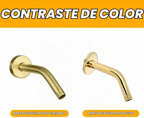Vista 8 de YASFEL Brazo de Ducha de Oro Cepillado de 6 pulgadas Brazo de Extensión de Ducha Tubo con Brida y Cinta de Teflón para Cabezal de Ducha y Cabezal