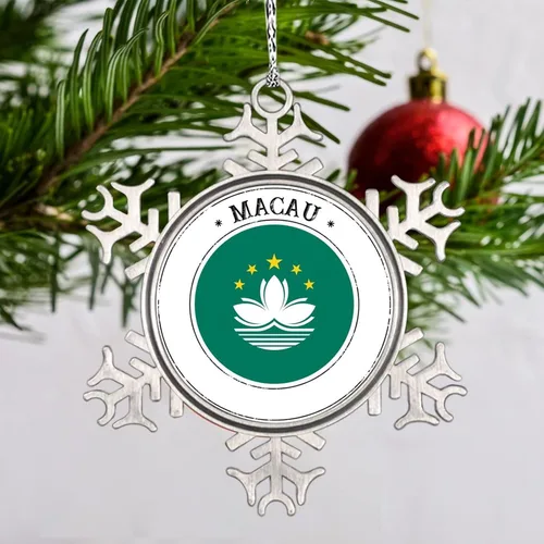 Vista 20 de Bandera de Mongolia, adornos de Navidad 2023, adorno de copo de nieve, adornos de recuerdo de ciudad de campo para árboles de Navidad, colgante