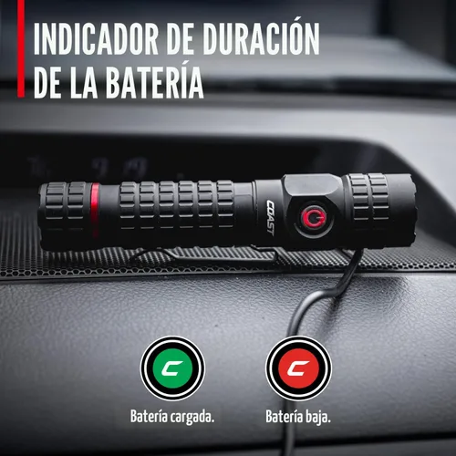 Vista 8 de COAST PX200R - Linterna LED recargable de 2000 lúmenes, enfoque giratorio, USB-C, clip de bolsillo de 2 posiciones
