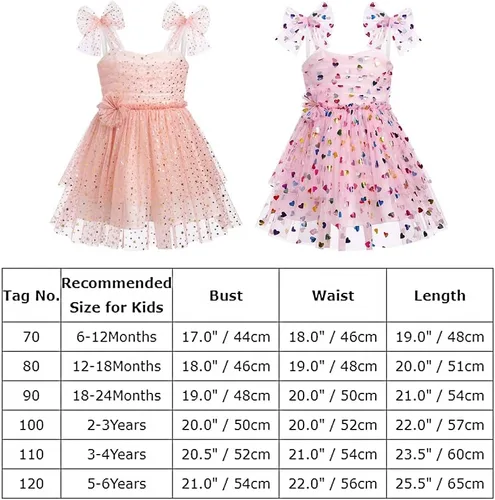Vista 4 de Toddler Baby Girl Tulle Dress with Polka Dot Sequins Ruffle Mesh Sleeve Flower Girl Wedding Guest Birthday Party Dress