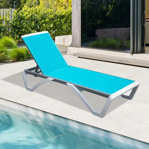 Vista 18 de Domi - Tumbona de aluminio para exteriores con respaldo ajustable, para playa, patio, balcón, piscina (1 silla marrón)