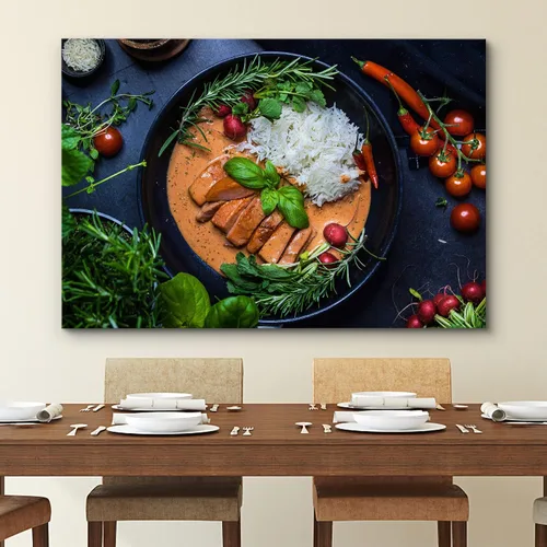 Vista 2 de wall26 Lienzo impreso para pared, pimienta picante, tomate, arroz, curry indio, comida y cocina, fotografía, realismo, decorativo, escénico