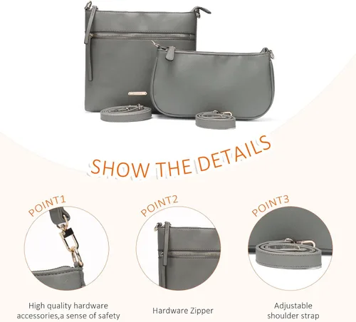 Vista 5 de Monederos y bolsos de mano para mujer, bolsos de hombro con asa superior, juego de 3 piezas