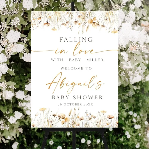 Vista 12 de Personalized Baby Shower Welcome Sign, Custom Baby Name, Shower Sign, Wildflower A Little Wildflower on the Way, Brunch, Elegant Version 01