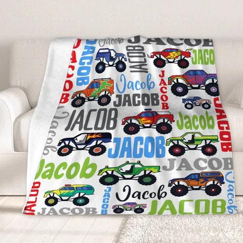 Vista 95 de Manta de bebé con texto en inglés «Just A Boy Who Loves Trucks» para niños y niñas, manta súper suave para envolver al recién nacido, acogedora
