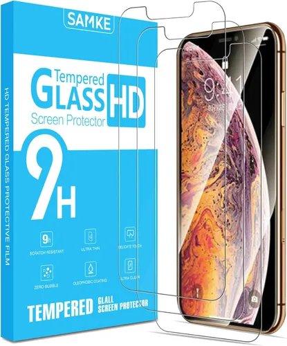 Vista 11 de SAMKE [Paquete de 3] Protector de pantalla compatible con Apple iPhone 10/X iPhone XS iPhone 11 Pro [5.8 pulgadas] vidrio templado, borde 2.5D