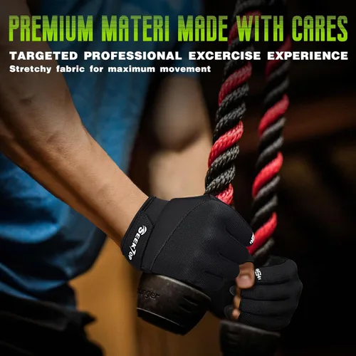 Vista 5 de Seektop Guantes de entrenamiento para hombres y mujeres, guantes de levantamiento de pesas con protección completa, excelente agarre, gimnasio