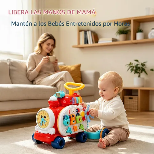Vista 6 de Baby Push Walker - Juguete para caminar con tablero ocupado y centro