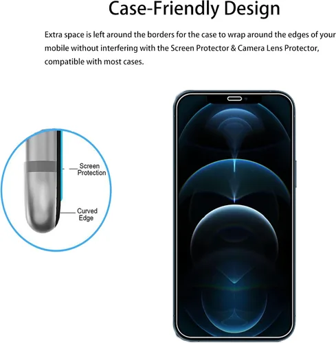 Vista 7 de Marco de alineación fácil diseñado para protector de pantalla de vidrio templado iPhone 12 Pro 2 unidades, película protectora de lente de cámara 2