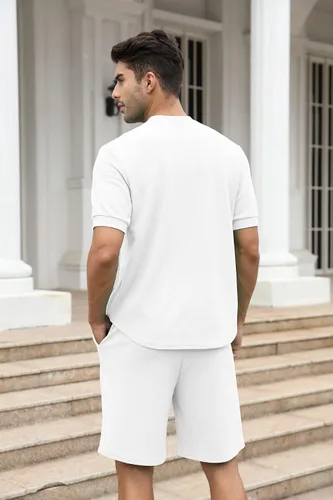 Vista 103 de FZNHQL Conjunto deportivo de moda para hombre, 2 piezas, casual, atlético, para correr, manga corta/larga, conjunto para hombre