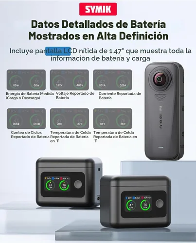 Vista 9 de YDW - Paquete de 2 baterías y cargador de 2050 mAh para Insta360 X4 Air