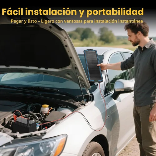 Vista 4 de Carga de batería solar de 12 V: kit de panel solar portátil impermeable – Cargador de goteo de mantenimiento de batería – con controlador de carga