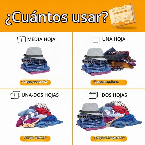 Vista 5 de Hojas de detergente para lavandería hasta 160 lavados, Amber Dusk - Excelentes para viajes, apartamentos, dormitorios, tiras de detergente CLEARALIF