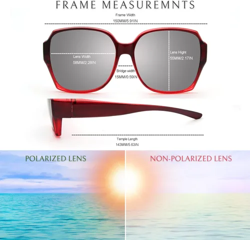 Vista 6 de BLUE CUT Gafas de sol polarizadas para mujer, con estilo protector solar con clip sobre gafas graduadas