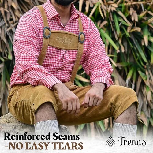 Vista 7 de TRENDS Camisa bávara Oktoberfest para hombre – Sudadera tradicional alemana con cordones – Mezcla de algodón suave y transpirable