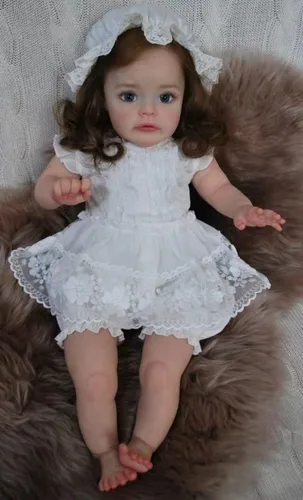 Vista 2 de Muñeca Reborn Baby de 24 pulgadas, muñeca de niña recién nacida realista que se ve real, linda y realista de silicona recién nacida, muñeca Reales
