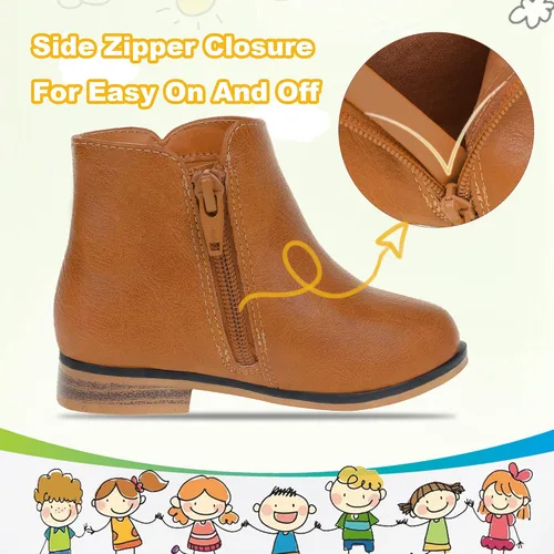 Vista 5 de Botas de tobillo para niñas, botas de tobillo para niñas, botas de cremallera lateral, botas de moda para adolescentes, botas de tacón corto