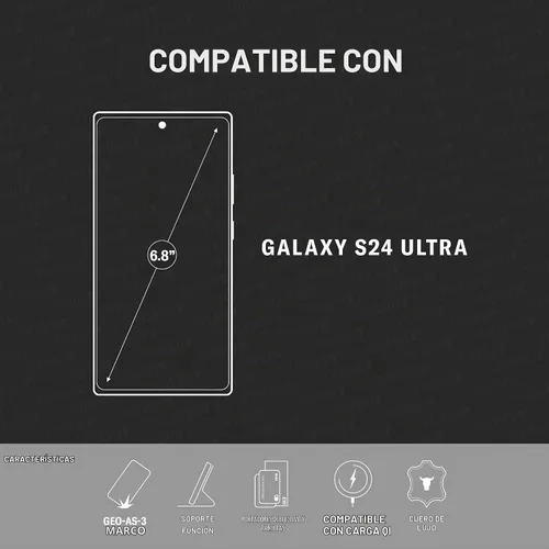 Vista 2 de Funda TORRO Compatible con Samsung Galaxy S24 Ultra 5G – Estuche tipo cartera de cuero premium con soporte y ranuras para tarjetas (negro)