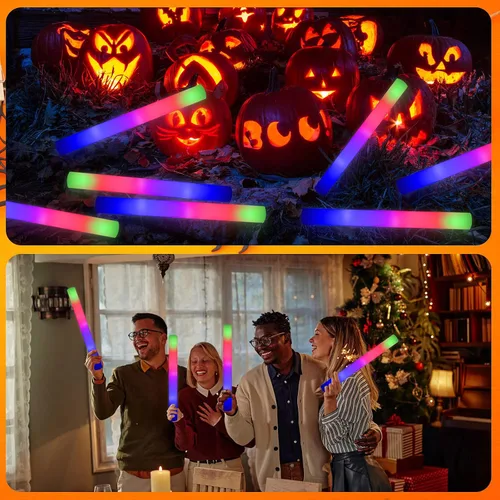 Vista 6 de LifBetter Varitas de brillo a granel – 20 varillas de espuma LED brillantes con tres modos de luz intermitente para fiestas DJ, para festivales