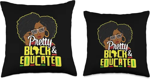 Vista 3 de Pride Educated Strong African Afro Queen Design Pretty Black & Educated African American History Month - Almohada para mujer, 16 x 16 pulgadas