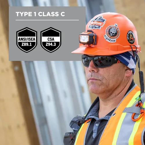 Vista 6 de Casco duro, estilo gorra, suspensión de trinquete, clase E, Ergodyne Skullerz 8970, naranja, mediano