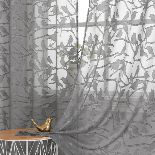 Vista 46 de OVZME Anji Clip Voile Sheer Tiers RD 2X30X36 Negro