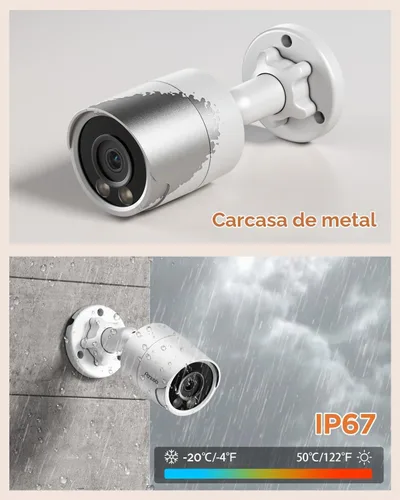 Vista 9 de Sistema de cámara de seguridad PoE, 4 cámaras IP con cable de 5 MP con cable para el hogar, micrófono integrado, detección de vehículos humanos