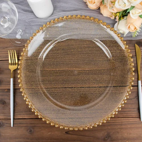 Vista 40 de Efavormart - Paquete de 10 platos de postre de plástico transparente rubor con borde de cuentas, platos redondos desechables para ensalada, 8