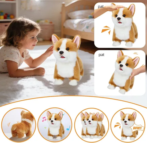 Vista 3 de CU-MATE Juguetes eléctricos de peluche para perros de 12 pulgadas, juguete electrónico de peluche para perro, robot interactivo, juguete interactivo
