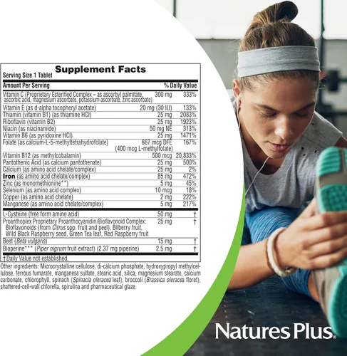 Vista 4 de NaturesPlus Hema-Plex Iron - 10 tabletas de liberación lenta - 85 mg de hierro quelado - Salud total de la sangre - con vitamina C y bioflavonoides