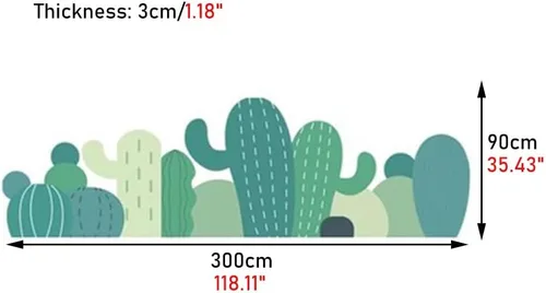 Vista 2 de Paneles de pared 3D de dibujos animados de cactus 3D, pegatinas de pared suaves anticolisiones/papel pintado, acolchado de pared para jardines