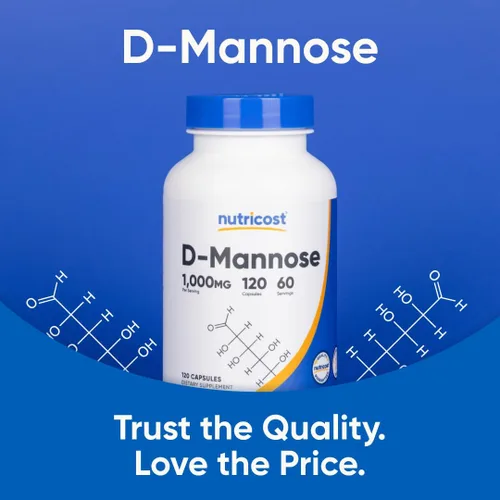 Vista 5 de Nutricost D-manosa 1000 mg por porción, 120 cápsulas – 500 mg por cápsula, salud del tracto urinario, sin OMG y sin gluten