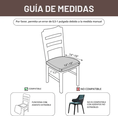 Vista 5 de Genina Fundas de asiento impermeables para sillas de comedor, fundas elásticas para sillas de comedor, fundas protectoras para sillas de cocina