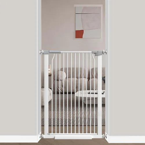 Vista 21 de 40.5" Puerta de bebé extra alta, puerta para mascotas de 29.6"-32.5" extra ancha Montada a presión, Barrera interior a prueba de cachorros, Puerta