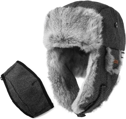 Vista 26 de Comhats Gran XL Trapper Trooper Caza Cálido Oído Solapa Rusia Ushanka Invierno Esquí Clima Frío Bombardero Sombreros para Hombres