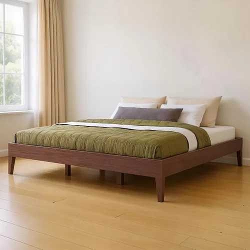 Vista 11 de Grain & Grove Cama con plataforma Bear (matrimonial), roble en relieve marrón oscuro