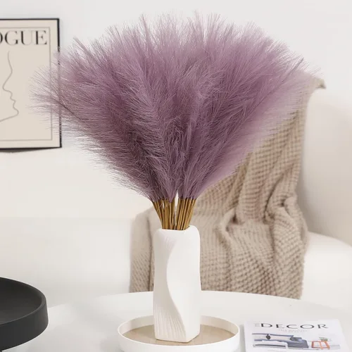 Vista 18 de Wertuirk 30 piezas de hierba de las pampas negra - Decoración de hierba de las pampas artificial de 24 pulgadas, hierba de las pampas artificial