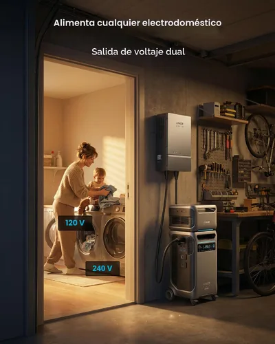 Vista 4 de Anker SOLIX F3800 Power Station con doble concentrador de alimentación y 2