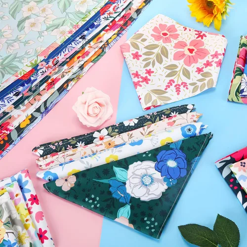 Vista 4 de Sweetude 50 bandanas para perro, diseño floral, triangular, ajustable, lavable, para perros pequeños, medianos y grandes, mascotas