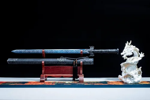Vista 9 de LOONGSWORD Espada Han china forjada a mano con patrón azul – Acero de alto manganeso y mango de aleación de PC‑ABS, 40.6 pulgadas Espada