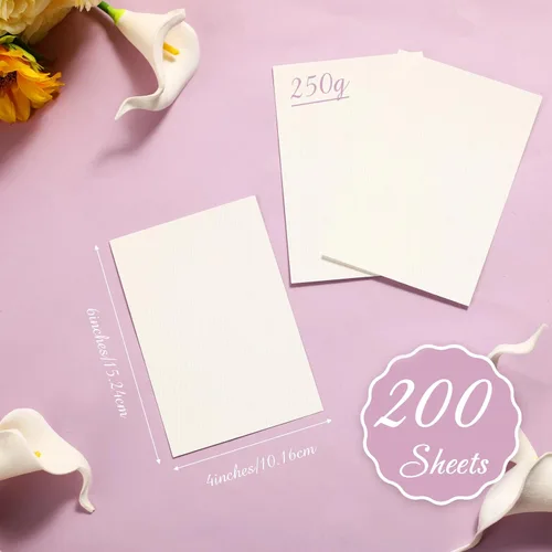 Vista 2 de Geosar 200 hojas de cartulina de lino de 4 x 6 pulgadas, cartulina de invitación, papel pesado de impresora de 92 libras, 250 GSM, cartulina