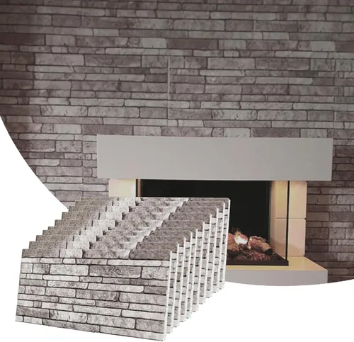 Vista 7 de Dundee Deco Paneles de pared 3D de ladrillo sintético, revestimiento, paneles de pared con aspecto de piedra gris, revestimiento de espuma